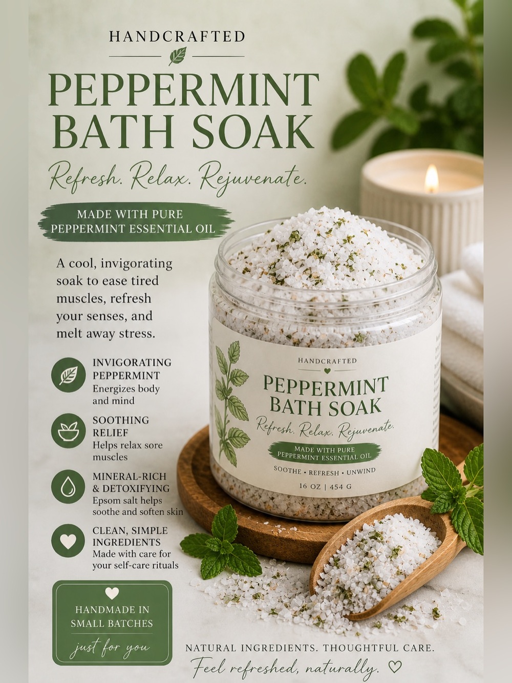 Handcrafted Peppermint Bath Soak